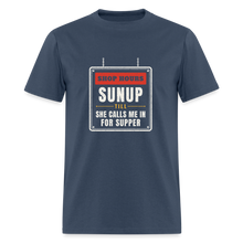 Load image into Gallery viewer, Shop Hours: Sunup Till She Calls Me In For Supper Tee -  blue dusk
